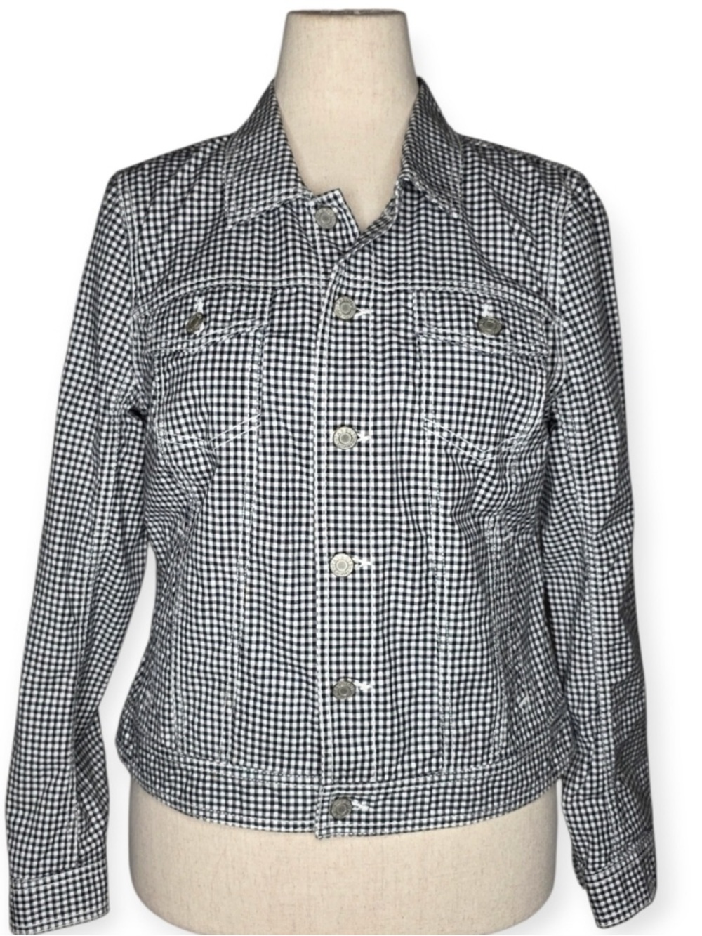 Talbots Navy and White Gingham Jacket • Sz LP